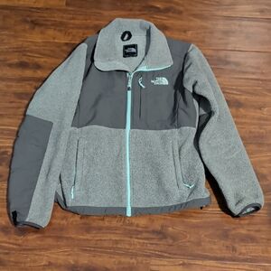 The North Face Gray and Teal Fleece Jacket